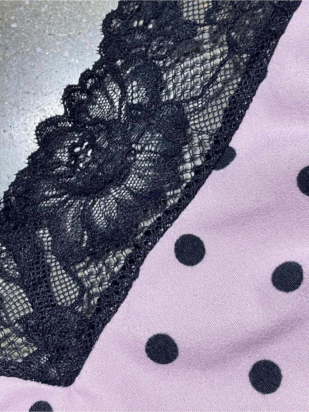 Joyspun Pink & Black Polka Dot Lace-Trim Chemise - XL - Dreamy Soft Collection - Picture 12 of 16